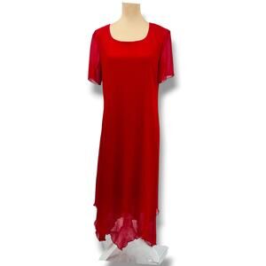 HELENE BLAKE Textured Layered Chiffon Midi Dress  12 Dressy Formal NightOut